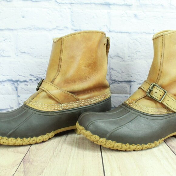 Vintage LL Bean 10 M Lounger Duck Boot Engineer Buckle Leather Unlined - Picture 2 of 10